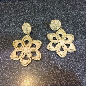 Handcrafted Woven Floral Tan Earrings